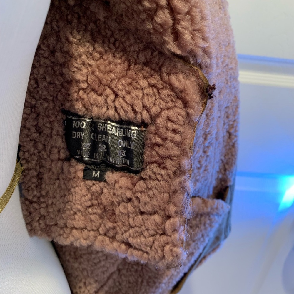 Jacket, Shearling Bomber Jacket, Brown, Size M - image 7